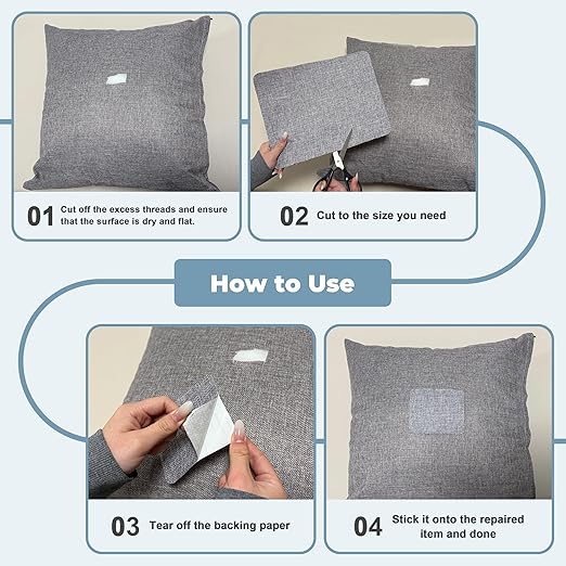 BESEZX Linen Fabric Repair Patch，3 PCS 9 * 11 Inch Self-Adhesive Couch Fabric - Image 5