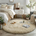 Amdrebio Beige Round Area Rugs 5Ft by Amdrebio