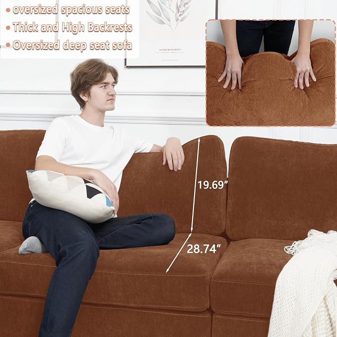 EASE MOOSE White Chenille Sectional Modular Sofa, Oversized L Shape Sectional - Image 5