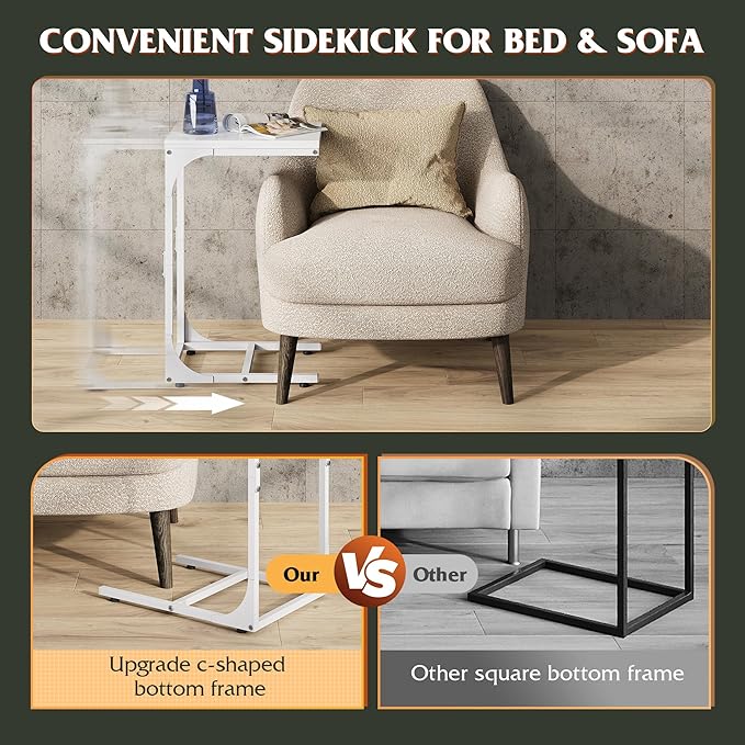 WLIVE C Shaped End Table, Small Couch Side Tables - Image 4