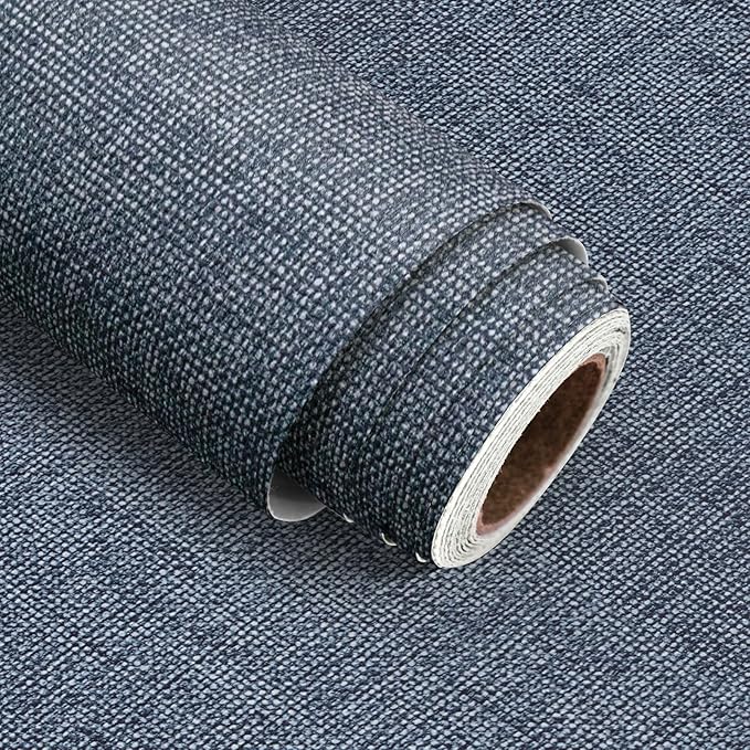 Blue Grasscloth Peel and Stick Wallpaper Textured Contact Paper 15.7in x by lenify