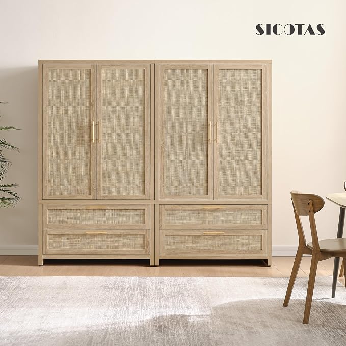SICOTAS Larger Armoire Wardrobe Closet, Boho Armoire Clothes Organizer - Image 6