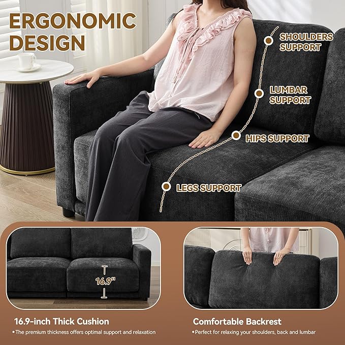 143.8" Modular U Shaped Sofa, Oversized Sectional Cloud Couch, 6 Seater Deep - Image 3