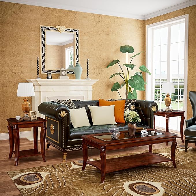 Traditional Distressed Farmhouse Style Coffee Table Set - Image 3