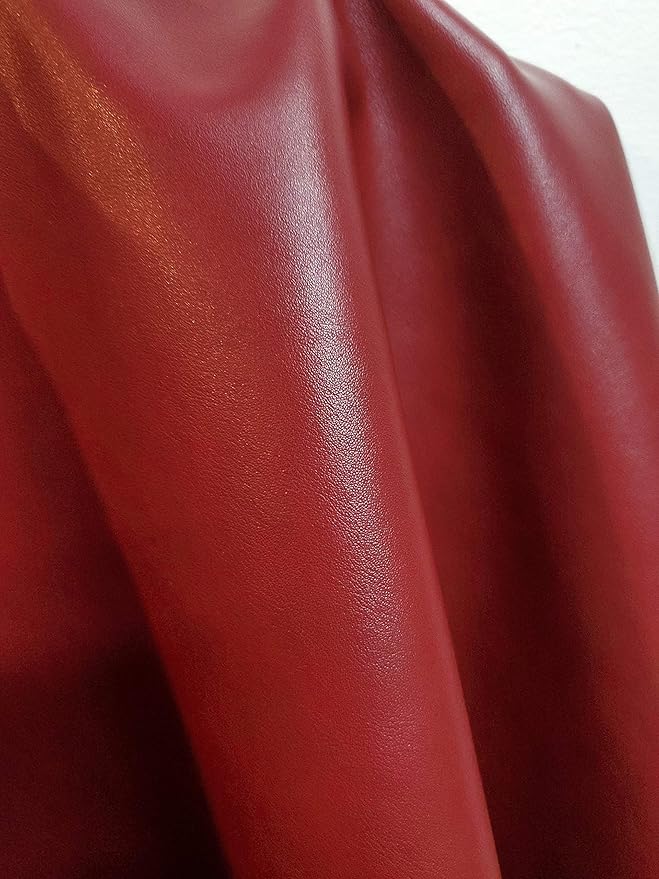 NAT Leathers | Burgundy Faux Smooth Leather Fabric PU by The Yard Synthetic - Image 3