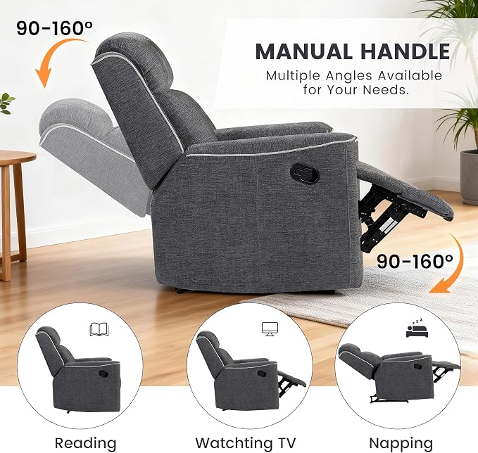 Betsy Furniture Soft Microfiber Manual Reclining Recliner, Relax and Comfortable - Image 3