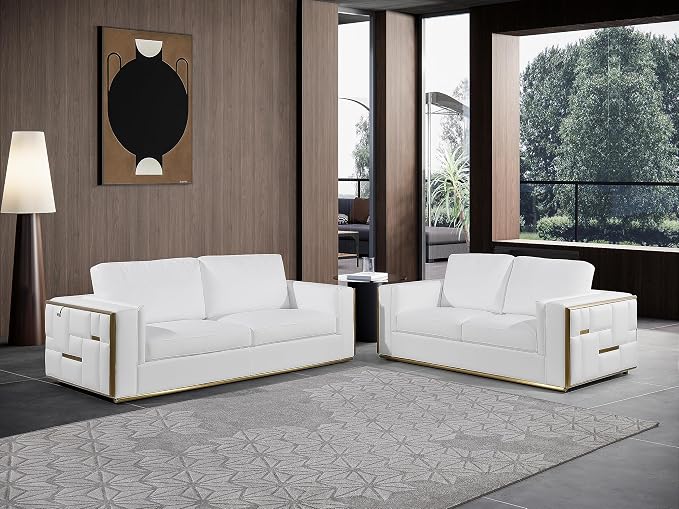 Blackjack Furniture Catania Modern Top Grain Italian Leather Sofa Set - Image 11