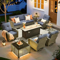 ovios 9 Pieces Patio Furniture Set, Outdoor Wicker Sofa Couch by OVIOS