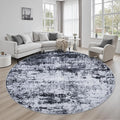 Round Area Rug for Living Room: 8 ft Washable Modern Abstract Soft Thin Rug by FXRHLP