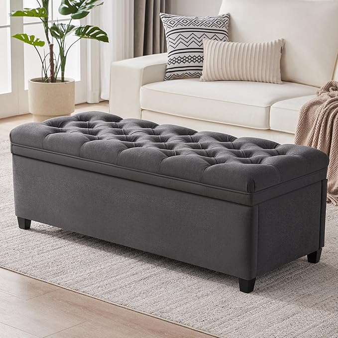 Mangodan 50" Storage Ottoman Bench, Tufted Ottoman by Mangodan