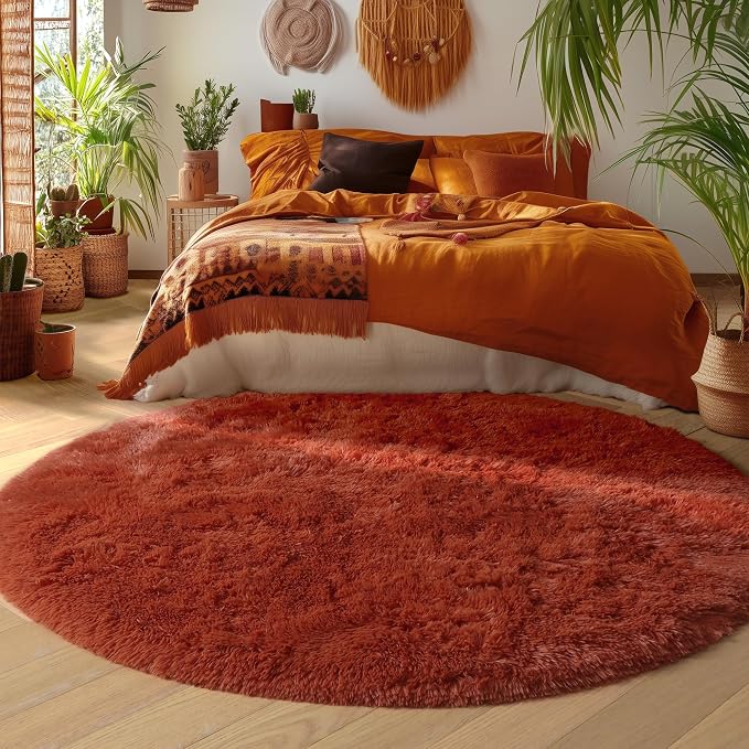 Amdrebio Terracotta Rust Round Circle Rug 5Ft - Image 5