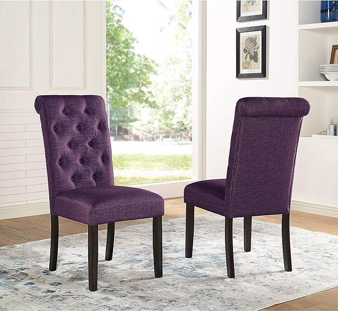 Roundhill Furniture Leviton Solid Wood Tufted Parsons Dining Chairs by RoundhillFurniture