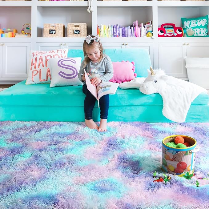 PAGISOFE Cute Kawaii Rugs for Girls Bedroom, 5x8 Rainbow Purple Area Rug - Image 7