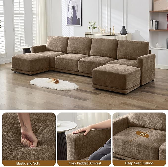 77.4" Chenille Modular Loveseat Oversized Upholstered 2 Seater Sectional Sofa - Image 4