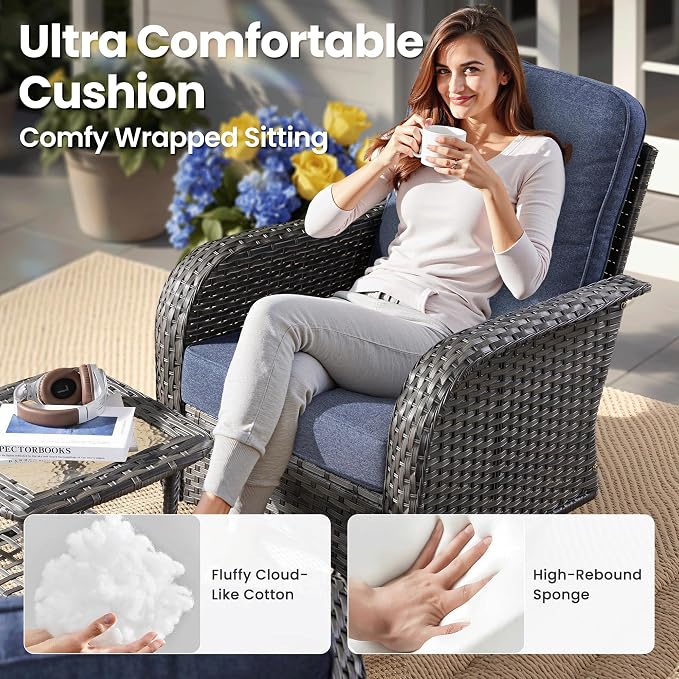 ovios 3-Piece Patio Furniture Set, Outdoor Wicker Sofa - Image 5