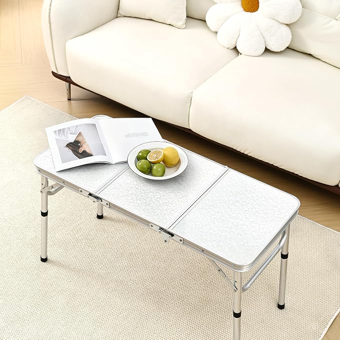 Yriuat Folding Camping Table 3ft Portable Picnic Table Adjustable Height Small - Image 2