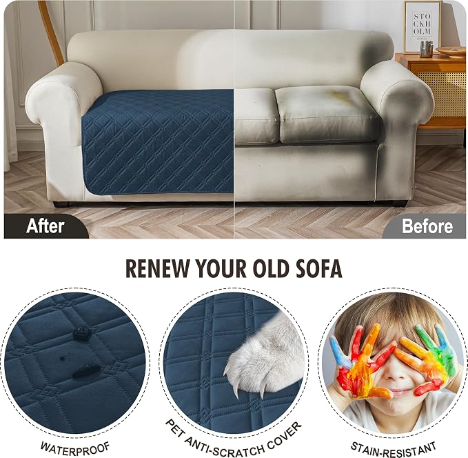 Genina Waterproof Couch Cover, Washable Anti-Slip 51 inch Loveseat Sofa Covers - Image 4