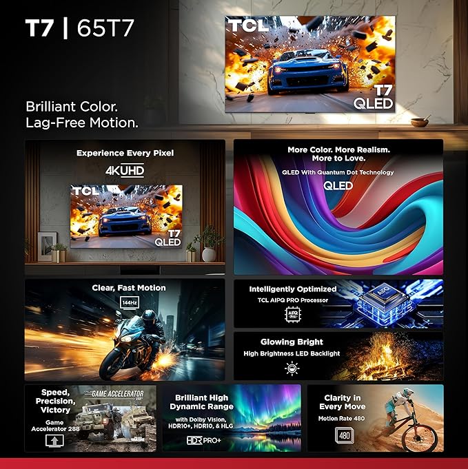 TCL Amazon Exclusive 65 Inch Class T7 Series | 4K QLED HDR Lag-Free Smart - Image 3