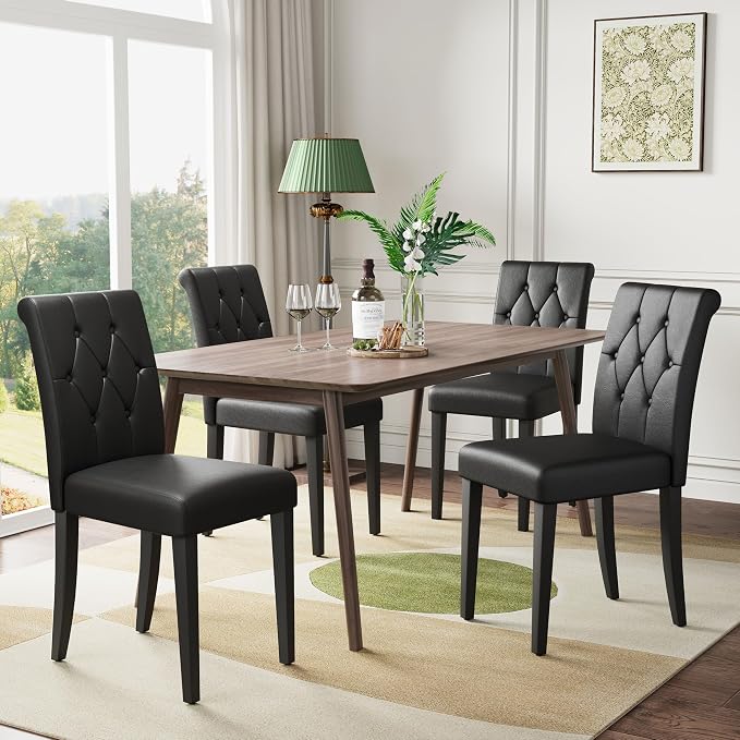 Welzona Upholstered Dining Chairs Set of 2, Button Tufted Parsons Dining Chair - Image 3