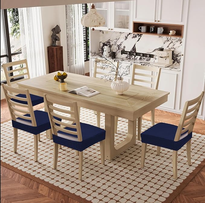 Smiry Waterproof Seat Covers for Dining Room Chairs Set of 2, Stretch Jacquard - Image 8