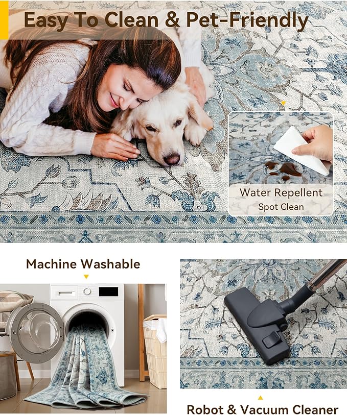 RELEANY Area Rugs 3'x9' Runner Rug Non Slip Washable - Image 4
