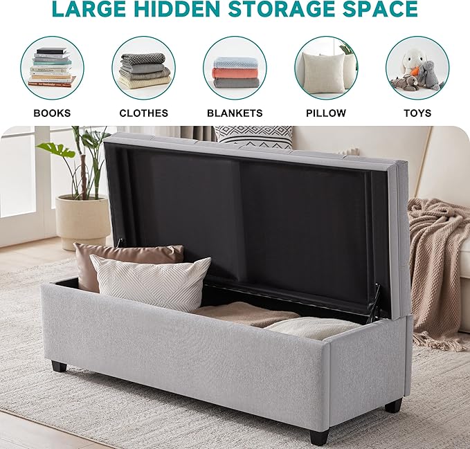 Mangodan 50" Storage Ottoman Bench, Tufted Ottoman - Image 3