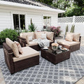 UPHA 5 Pieces Patio Furniture Sets, Wicker Outdoor Sectional Sofa Couch by UPHA