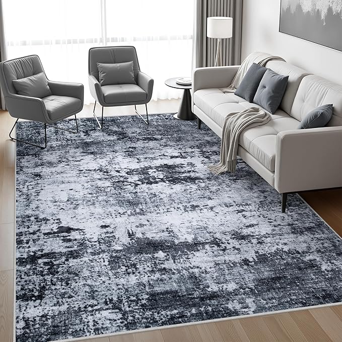 9x12 Area Rug Living Room Rug: Washable Modern Abstract Soft Thin Rug Indoor - Image 3