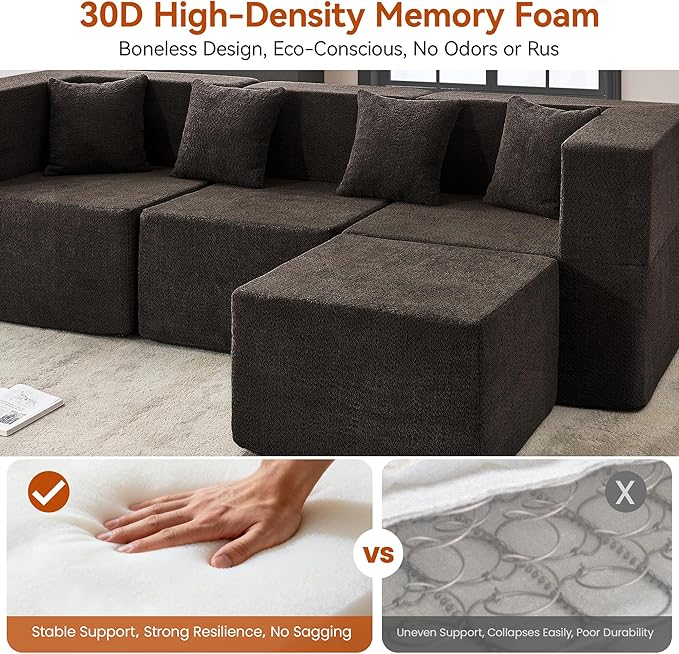 MONVANE Modular Sectional Sofa, Oversized 8 Seat Convertible U Shaped Couch - Image 4
