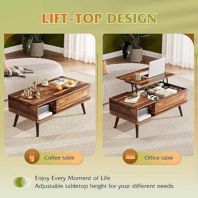 WLIVE Coffee Table with Storage & Lifting Top - Image 4