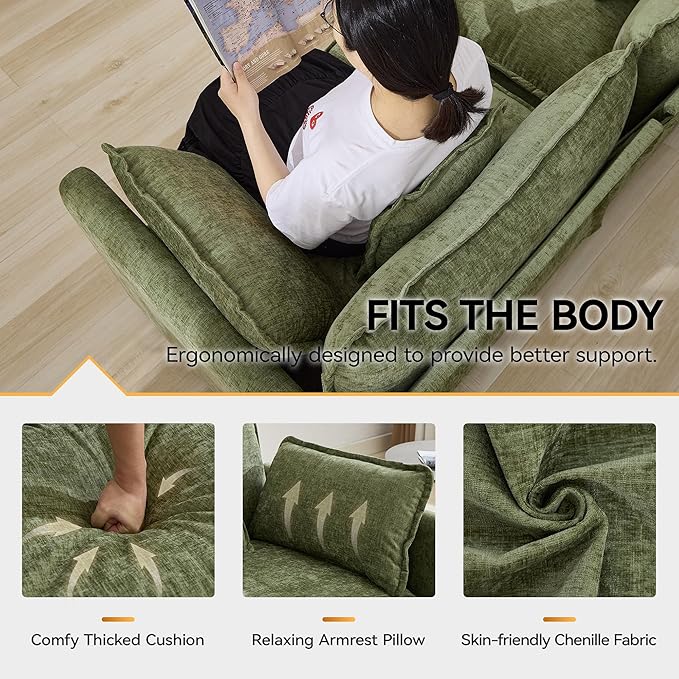 76'' Cloud Deep Seat Loveseat, Upholstered Chenille Modular 2-Seats Sectional - Image 4