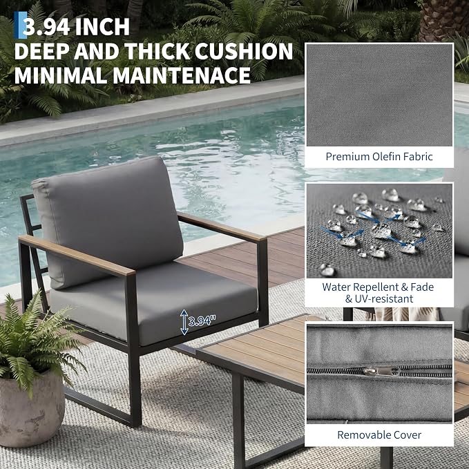 4-Piece Outdoor Patio Furniture Set, Conversation Sofa Set - Image 4