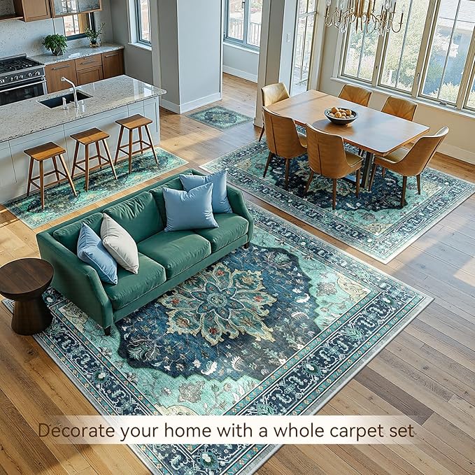 RELEANY Area Rugs 5'x7' Washable Non-Slip, Floral Vintage Distress Print - Image 4
