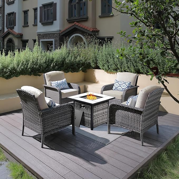 ovios 5-Piece Patio Furniture Set, Outdoor Wicker Sofa by OVIOS