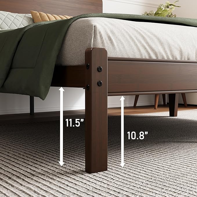 BOSRII 14in High Solid Bamboo Wood Platform Twin XL Bed Frame - Image 6
