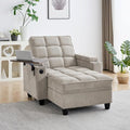 Oversized Recliner Chair with Swivel Tray Table, Modern Tufted Linen Fabric by Unknown