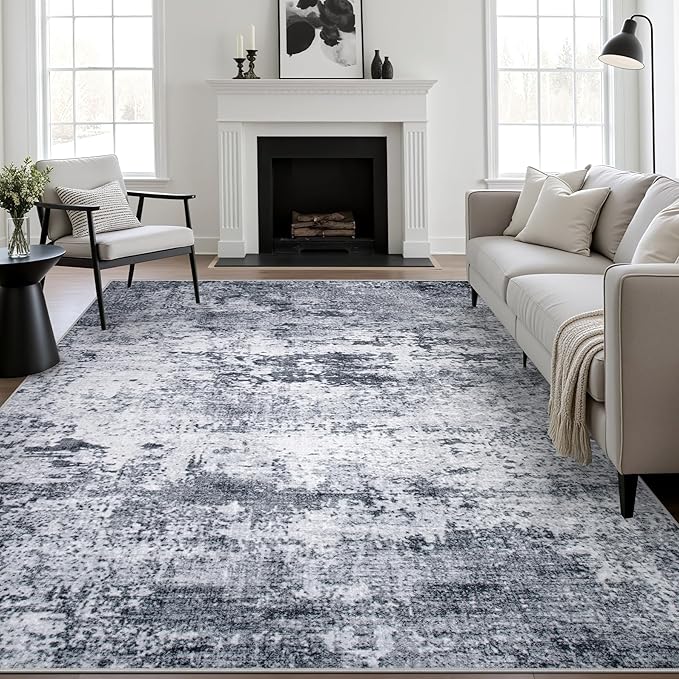 10x12 Area Rug Living Room Rug: Washable Modern Abstract Soft Thin Rug Indoor by FXRHLP