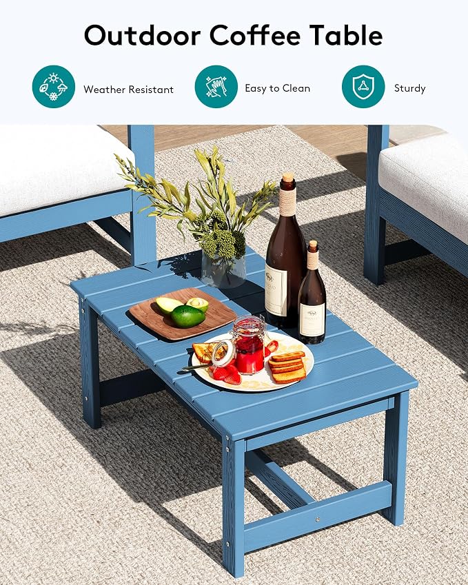 SERWALL 3 Pieces HDPE Outdoor Sofa Bistro Set - Image 2