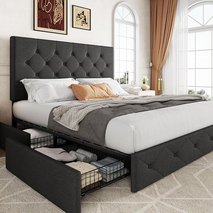 Allewie Upholstered Queen Size Platform Bed Frame by Allewie