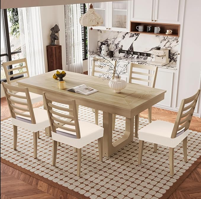 Smiry Waterproof Seat Covers for Dining Room Chairs Set of 4, Stretch Jacquard - Image 8