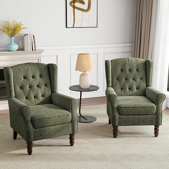 Mid-Century Modern 2-Piece Wingback Chair Set - Image 6