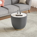 Henf Marble Round Side Table, 19.7" Fluted End Table by Henf